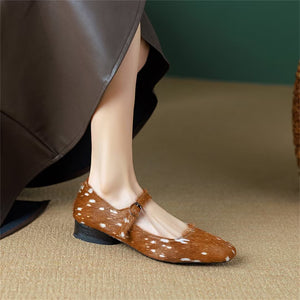 Luxurious Horsehair Square Toe Flats