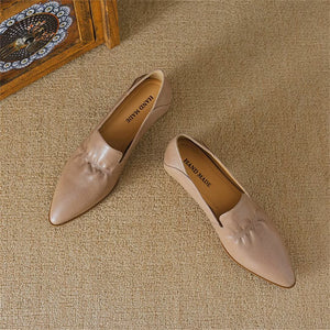 Pointed Grace Leather Flats