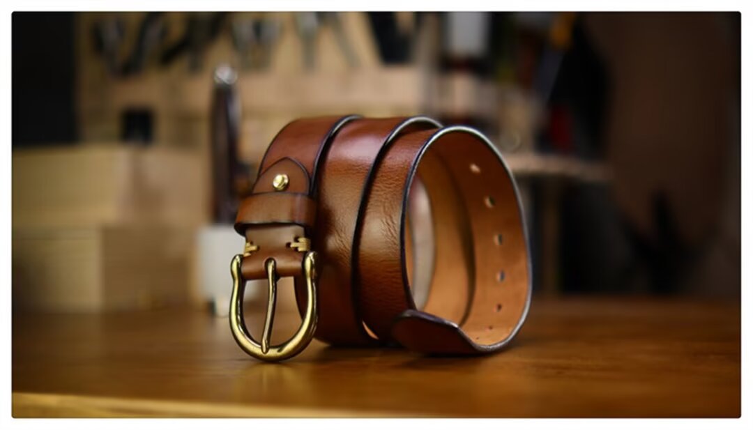 Elegant Cowskin Belt with Copper Finish