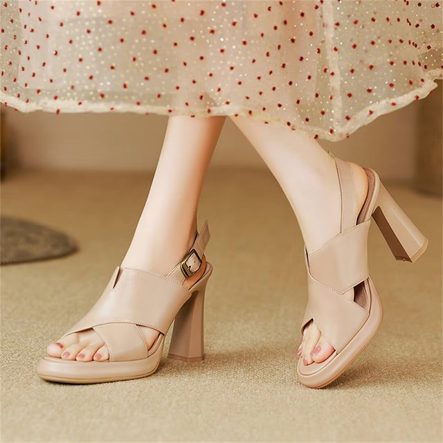 Sultry Fish Mouth Leather Sandals