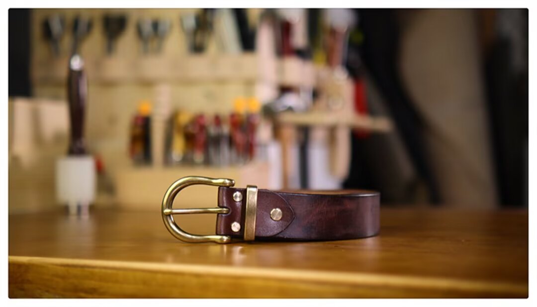 Sophisticated Solid Cowskin Belt