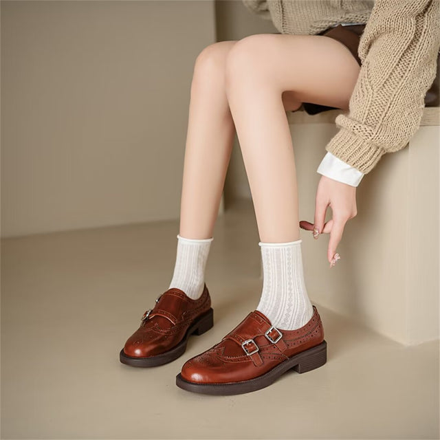 RetroChic Women's Leather Brogue Heels