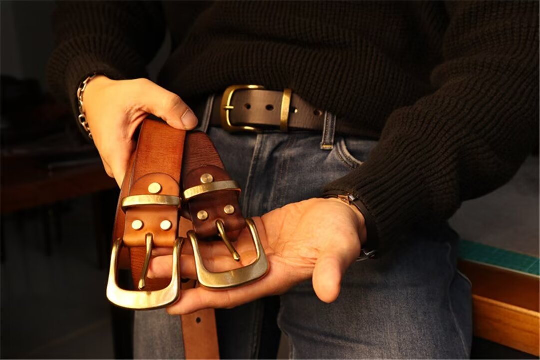 Heritage Cowskin Belt with Copper Detail