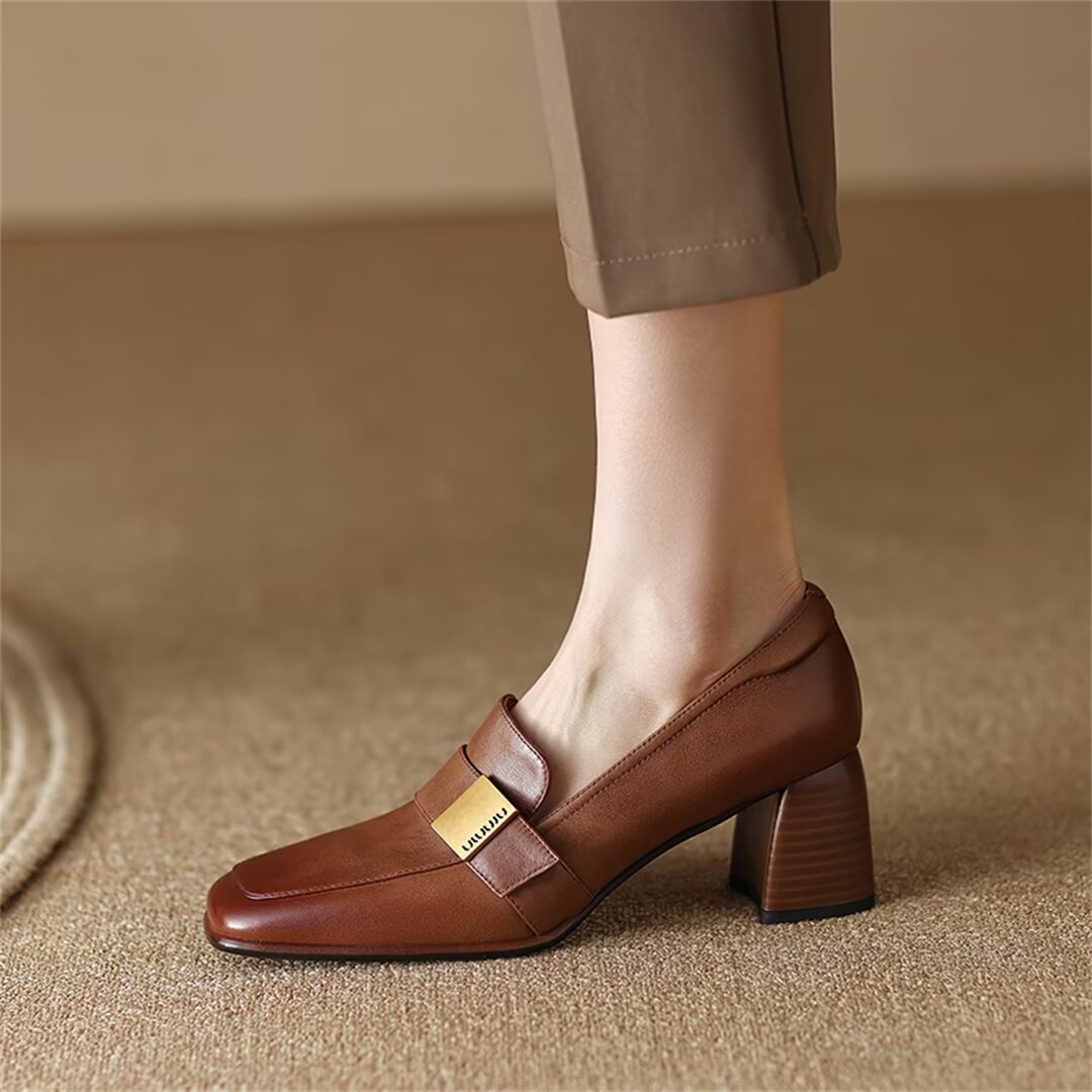 Chic Leather Square Flats