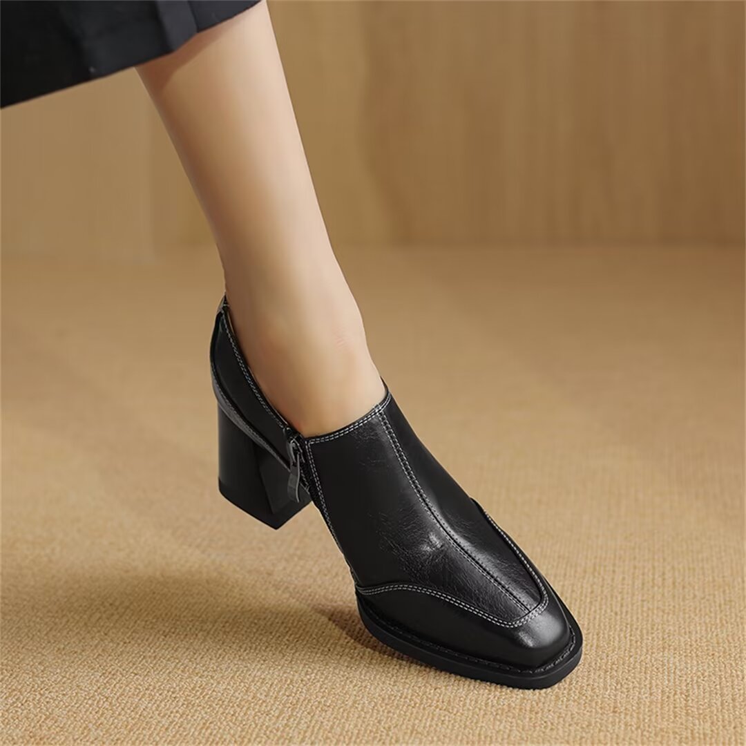 Squared Elegance Thick Heel Pumps