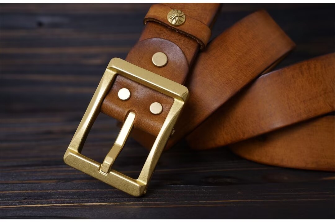 Artisan Copper Buckle Cowskin Belt