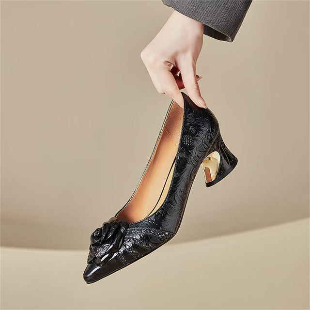 Chic Cow Leather Pumps with 5.5cm Heel