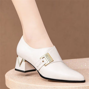 Pointed Toe Cow Leather Pumps