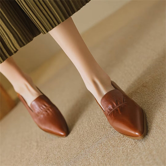 Pointed Grace Leather Flats