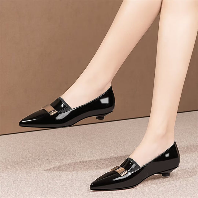 Regal Pointed Thick Heel Pumps