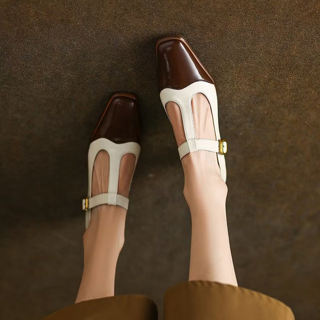 LuxLeather Square Toe Heels: Elegant & Chic