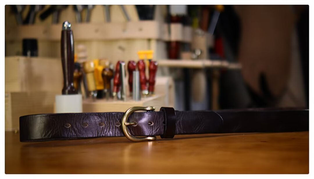 Elegant Cowskin Belt with Copper Finish