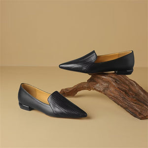 Sleek Pointed Toe Leather Flats