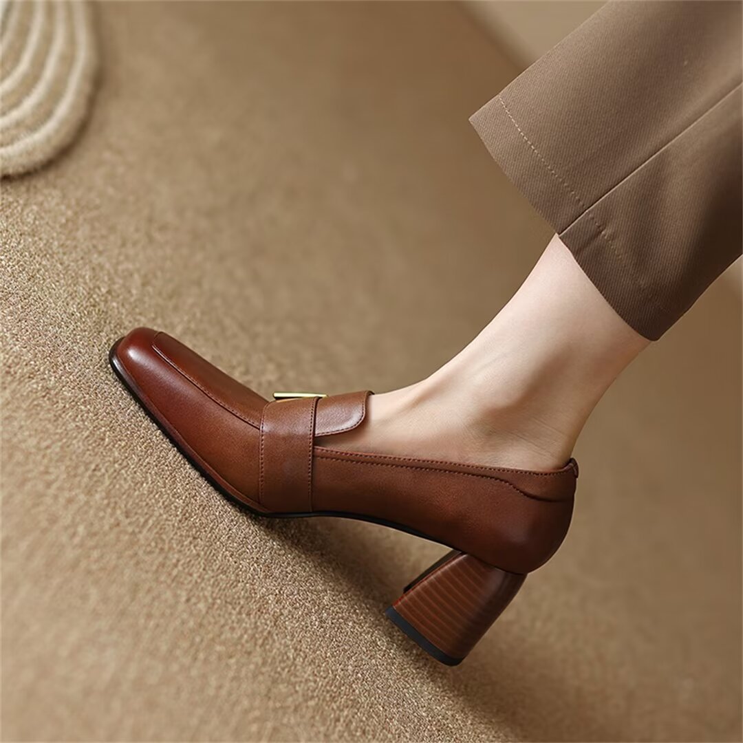 Chic Leather Square Flats