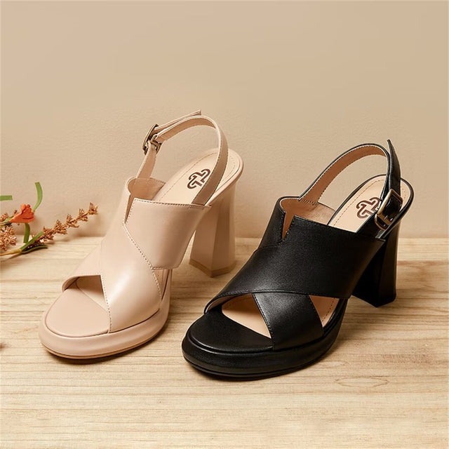 Sultry Fish Mouth Leather Sandals