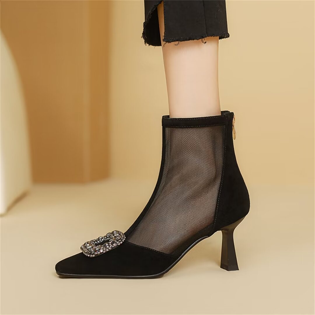 EleganceZip Cow Leather Heels - 7cm