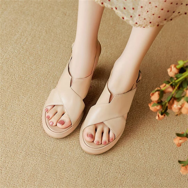 Sultry Fish Mouth Leather Sandals