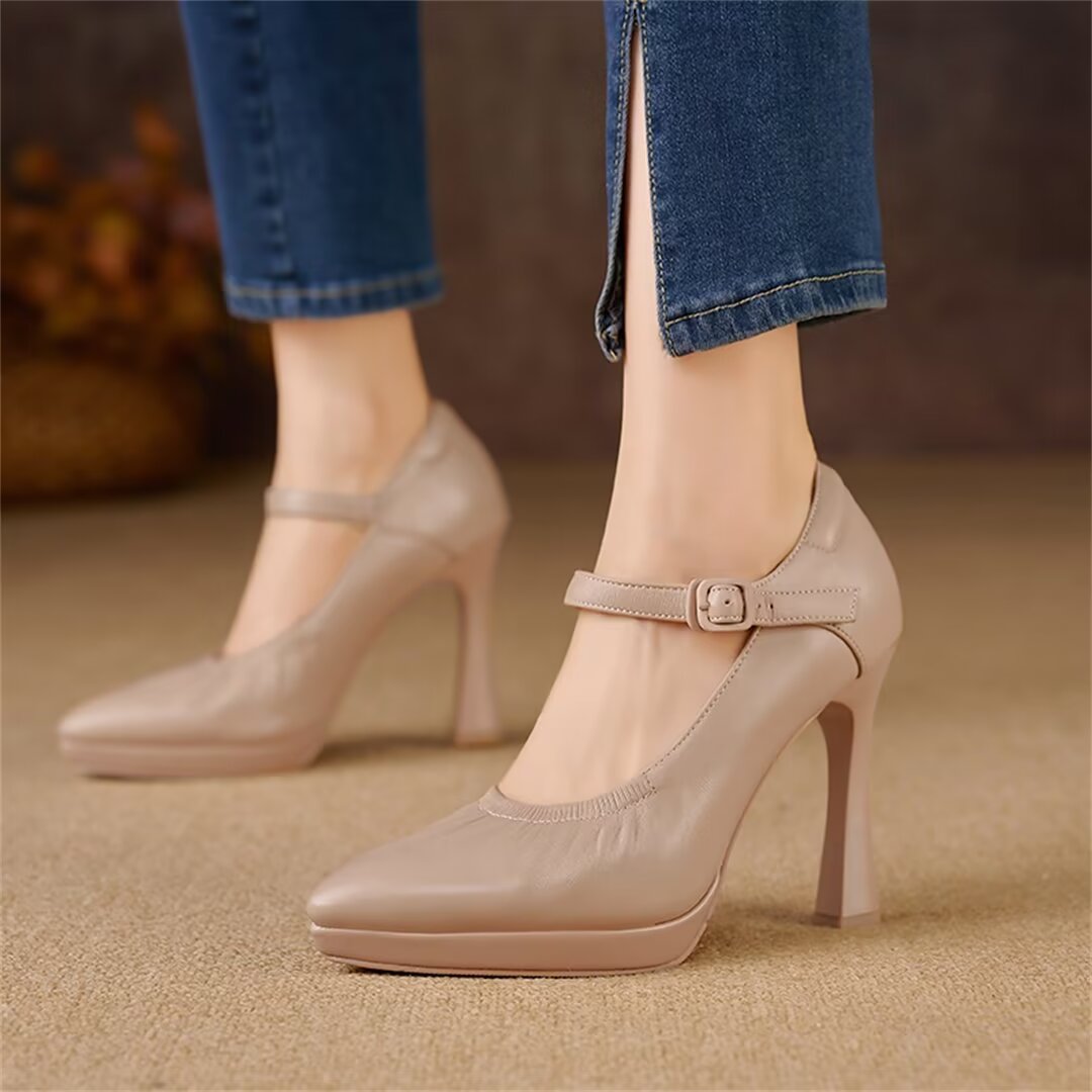 Decadent Pointed Thick Heel Pumps