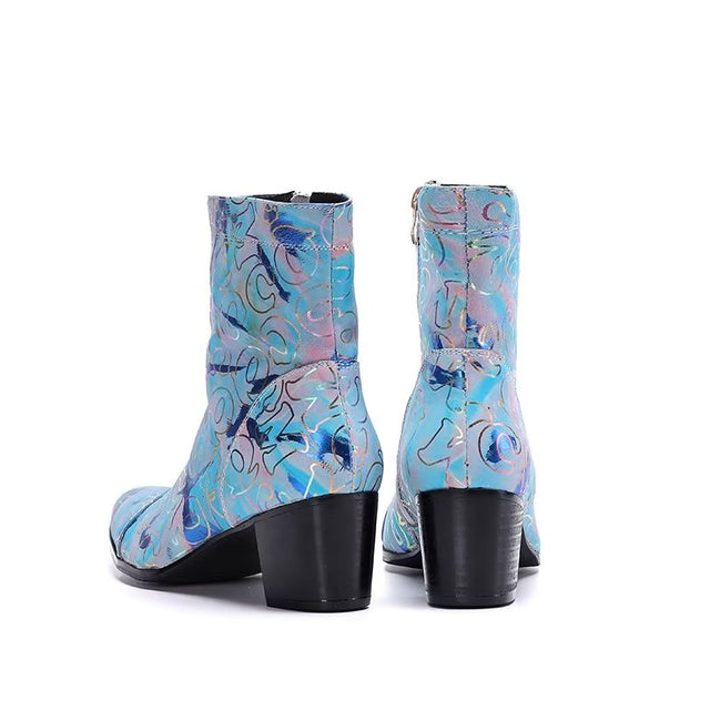LuxeTex Exotic Pattern Genuine Leather Dress Boots