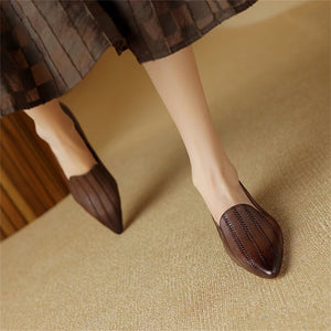Sleek Pointed Toe Leather Flats