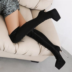 FemmeTower Smooth High-Heel Lace-Up Boots
