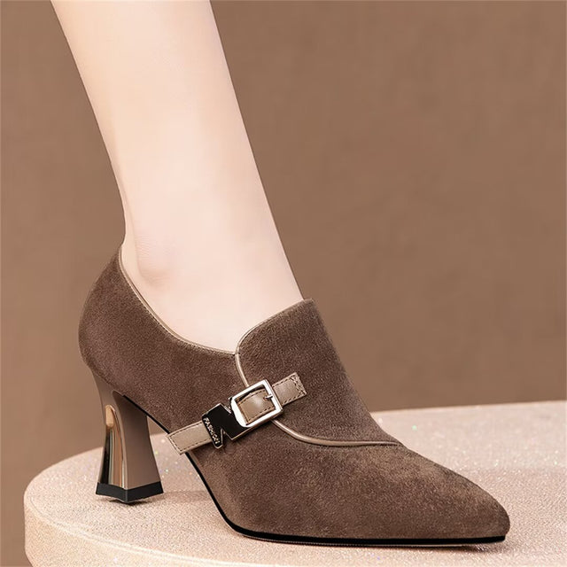 Pointed Precision Cow Leather Pumps