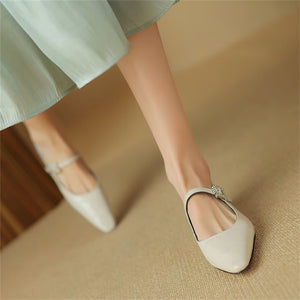 Chic Cow Leather Square Flats