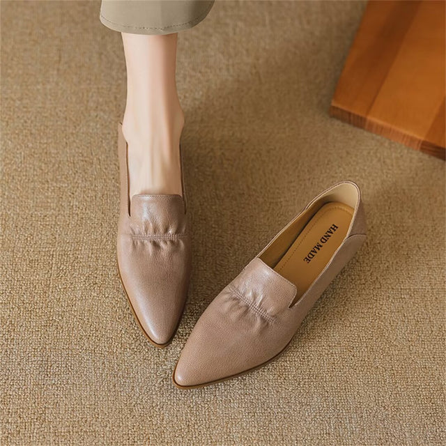 Pointed Grace Leather Flats