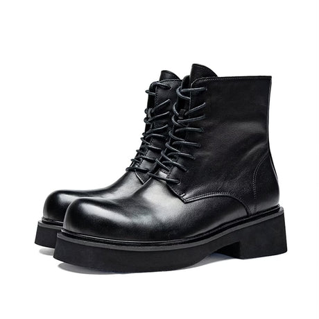 ClassicCow Leather Lace-Up Ankle Boots