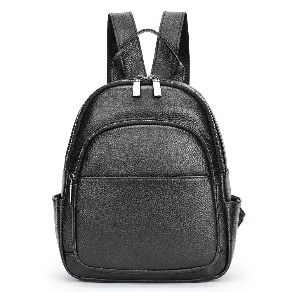 Elegant Cowhide Luxe Zipper Backpack