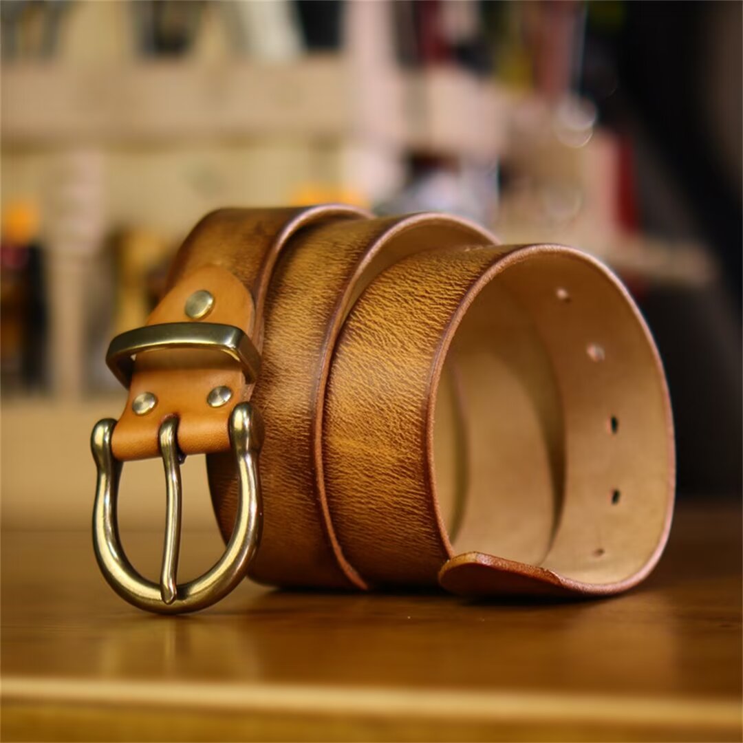 Sophisticated Solid Cowskin Belt