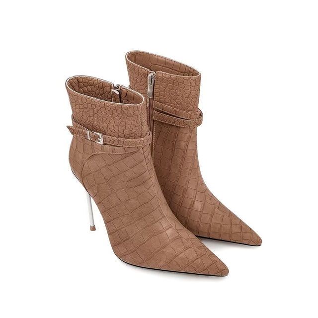 Sky-High Elegance PU Ankle Boots