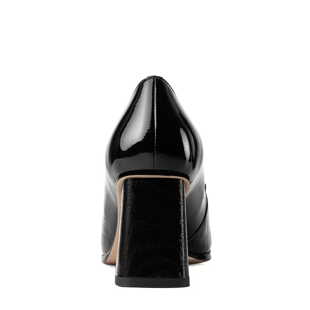 Square Sophistication Leather Heels