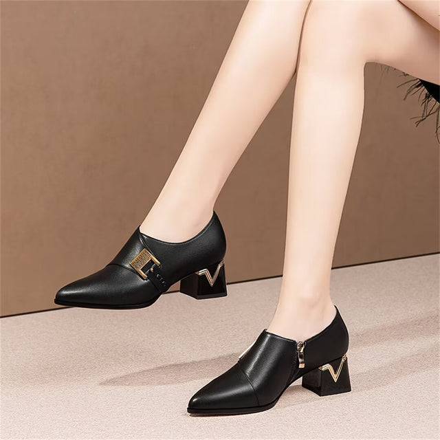 Pointed Toe Cow Leather Pumps