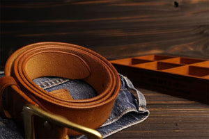 Elegant Copper Buckle Cowskin Belt