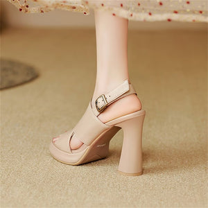 Sultry Fish Mouth Leather Sandals