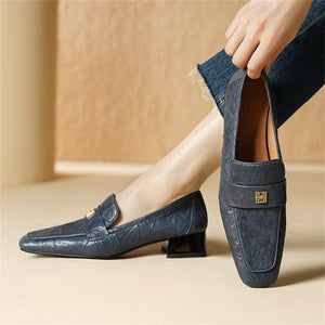 Modern Square-Toe Leather Pumps