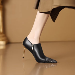 PointedPerfection Cow Leather Heels