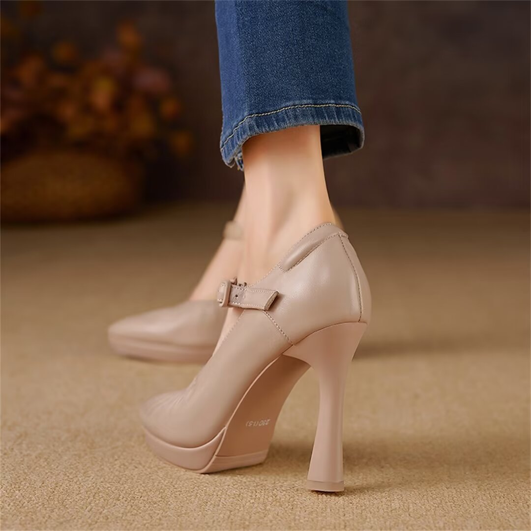 Decadent Pointed Thick Heel Pumps