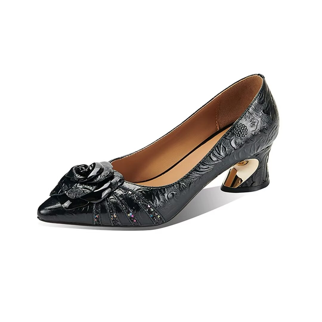 Chic Cow Leather Pumps with 5.5cm Heel