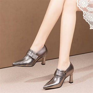 Exotic Slingback Cow Leather Heels