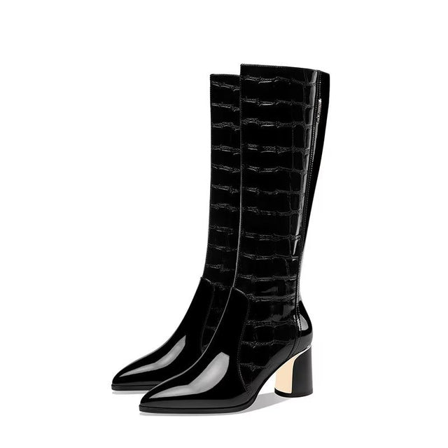 Luxury Exotica Knee-High Heeled Boots