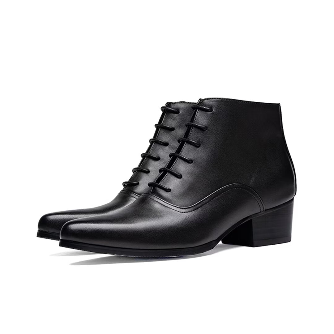 SharpElegance Pointed Lace-Up Boots