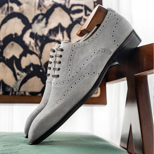 Elegant Suede Leather Oxford Carving Block Wedding Shoes