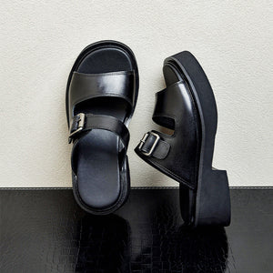 ChicLeather Peep Toe Velcro Sandals