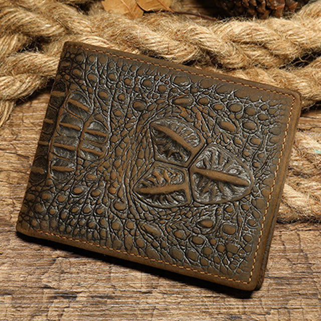 AlliLux Cow Leather Alligator Pattern Card Holder