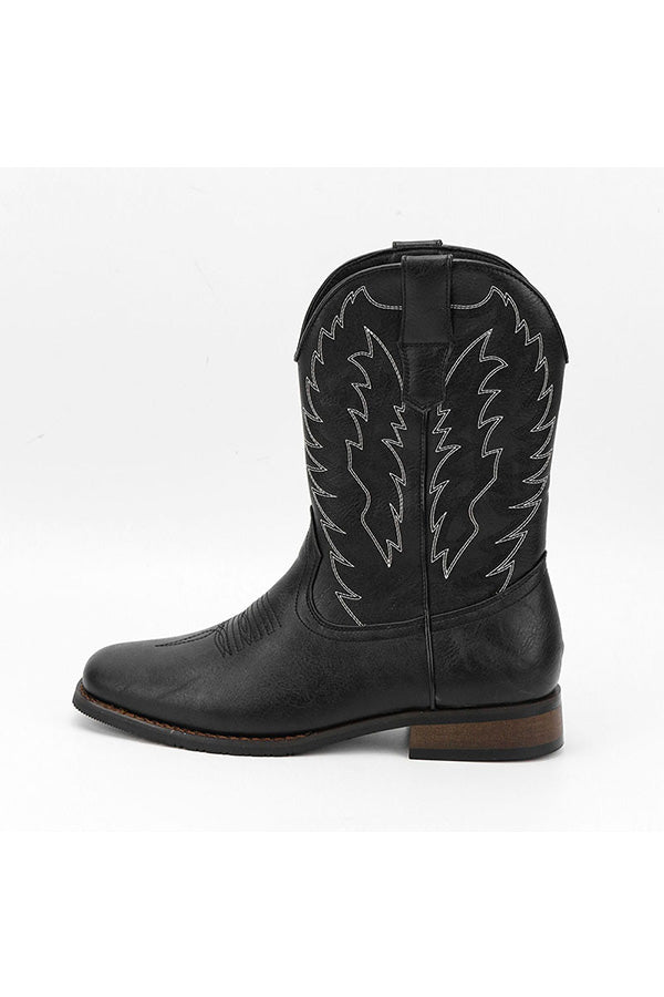 Embroidered Exotic Western Mid-Calf Cowboy Boots