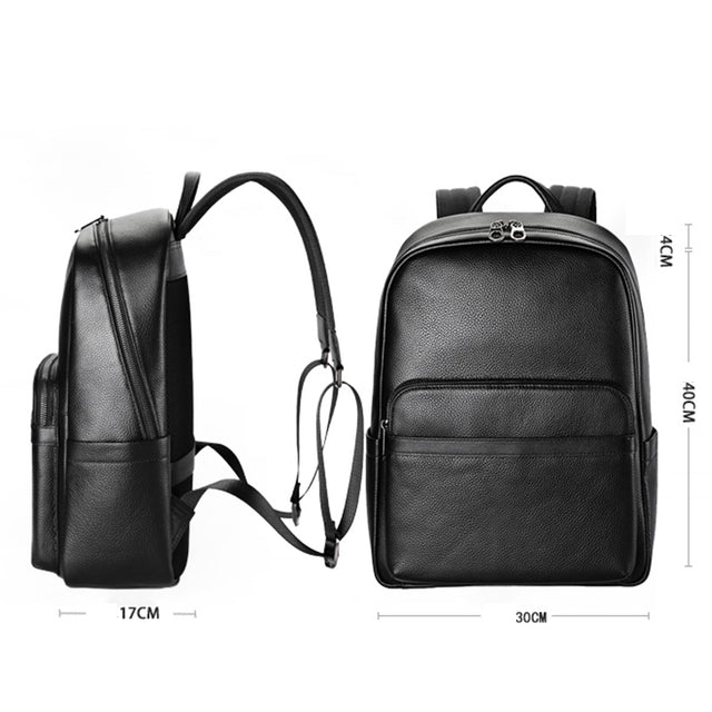 Luxury Leather Zip Laptop Backpack