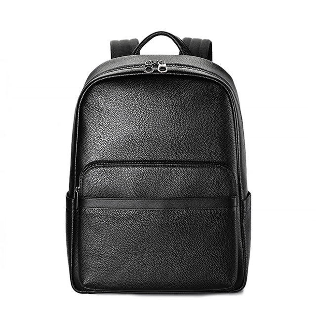 Luxury Leather Zip Laptop Backpack