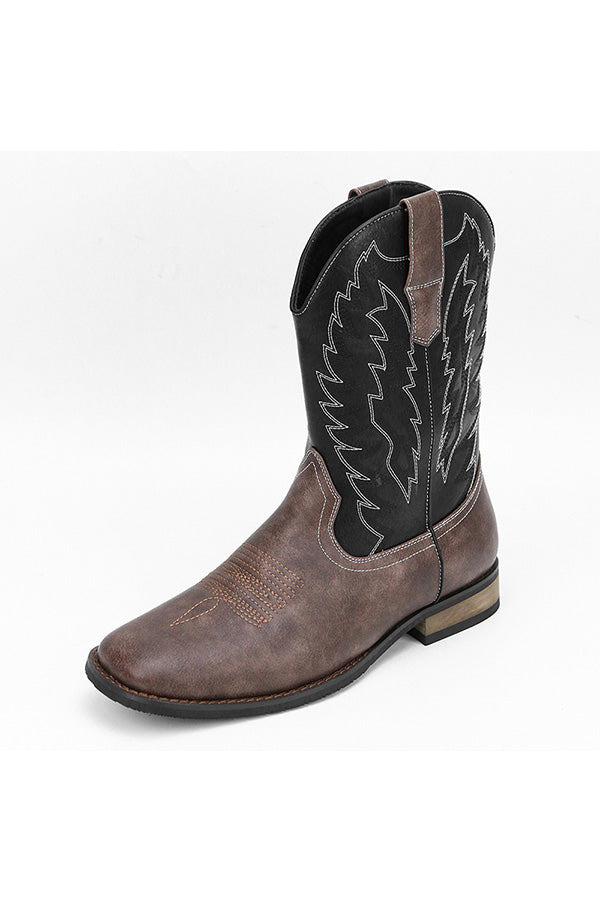 Embroidered Exotic Western Mid-Calf Cowboy Boots